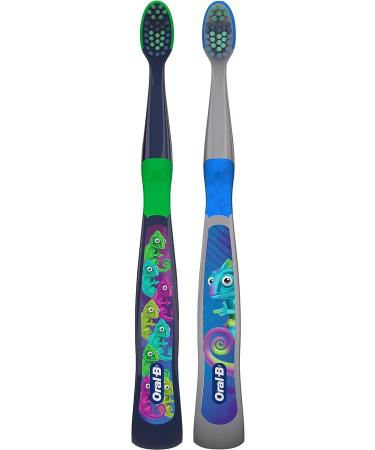 Oral-B Kid's Manual Toothbrush for Ages 3+ Extra Soft Bristles 2 Count Chameleon - Buy Online on GoSupps.com