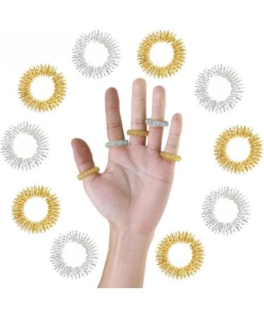Finger Massage Rings - Sensory Hand Acupressure Therapy | Gold & Silver - International Shipping Available - Buy Online on GoSupps.com