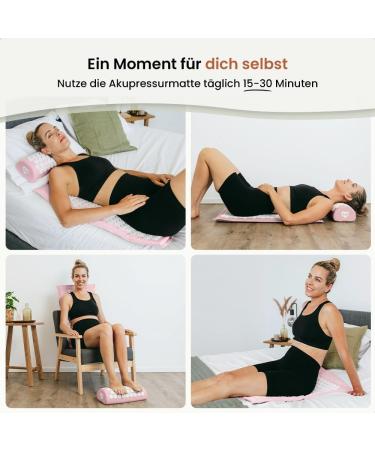 Buy BRELLAVIO Acupressure Massage Mat with Pillow - Relaxation for Back Neck Shoulders & Feet - Pastel Pink Acupuncture Stimulating Mat - International Shipping - Buy Online on GoSupps.com