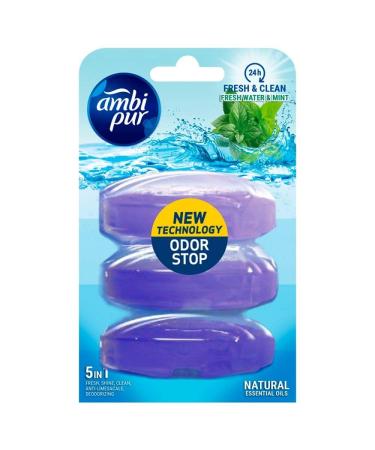 Ambi Pur 6 pieces 3 liquid toilet stones refill 3 x 55ml - Fresh water & mint