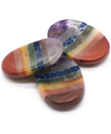 Seven Chakra Rainbow Worry Stone | Healing Crystals Gift for Stress Relief | Perfect Birthday or Anniversary Stocking Filler - Buy Online on GoSupps.com