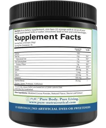 PURE Sport Vegan Protein 25g Premium Plant-Based Protein Powder Chocolate 15 Servings 35g per Serving 525 Grams Wellness Support Chocolate 1.16 Pound (Pack of 1) - Buy Online on GoSupps.com