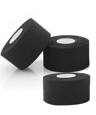 3 Pack Black Athletic Tape Strong Medical Sports Tape No Sticky Residue & Easy to Tear for Fingers Ankles Wrist Wrap on Bat Hockey Stick Climbing(1.5in X 30yd)