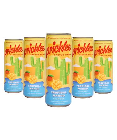 Pricklee Mango Ginger Cactus Water Made From Prickly Pear - Jam Packed With Natural Antioxidants & Electrolytes For Hydration, Immunity, & Recovery - Non-Bubbly, Low-Sugar, No Caffeine & 35 Cals