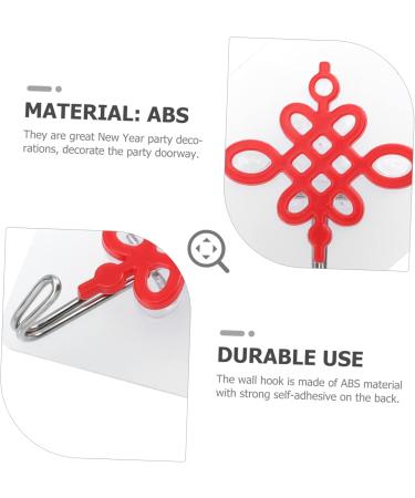 Abaodam 2pcs Chinese Knot Hook Towel Hook Self Adhesive Wall Hook Good Adhesive Hooks Door Hook Square 8x8cm Red - Buy Online on GoSupps.com
