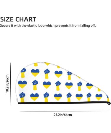 Ukraine Love White Microfiber Hair Towel - Super Absorbent Quick Dry Hair Turban for Curly Long Thick Hair - Hair Bonnet Cap with Button for Women Girls & Kids - Buy Online on GoSupps.com