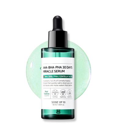SOME BY MI AHA BHA PHA 30 Days Miracle Serum - 1.69Oz  50ml - Made from Tea tree Leaf Water for Sensitive Skin - Sebum  Blemish Care and Remove Dead Cells - Facial Skin Care