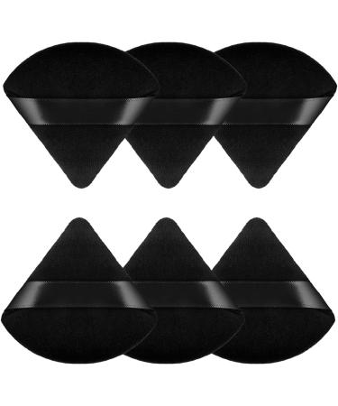 6 Pcs Black Sponge Loose Powder Puff Foundation Concealer Face Makeup Make Up Triangle Sponges Velour Beauty Setting Artist Grip Liner Body Skin Brighten Brow Lift Cosmetic Tools