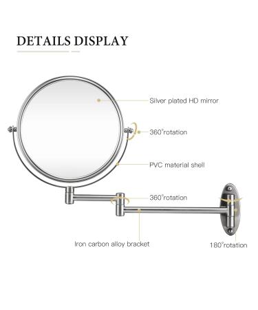 GloRiastar 5X Wall Mounted Makeup Mirror - Double Sided Magnifying Mirror 8 inch Extension, Brushed Nickel Finish - Buy Online on GoSupps.com