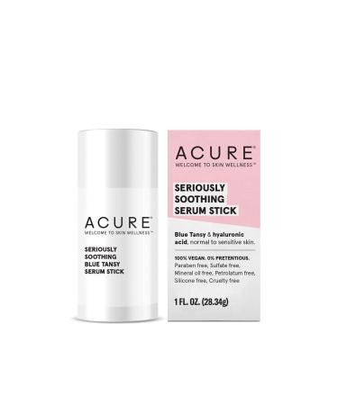 Acure Seriously Soothing Serum Stick 100 Vegan For Dry to Sensitive Skin Blue Tansy Hyaluronic Acid Soothes Hydrates, clear, Unscented, 1 Fl Oz Blue Tansy & Hyaluronic Acid
