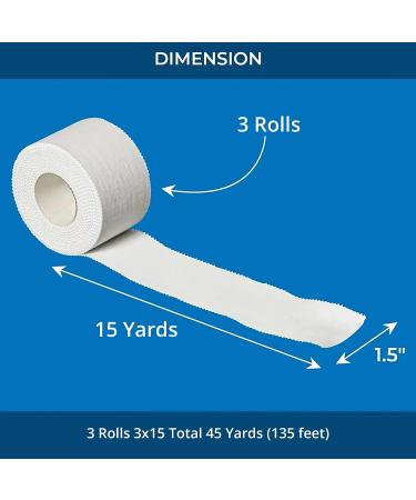 Athletic Tape  3 Adhesive Rolls -1.5 x 15 Yards per roll-No-Sticky Residue  White Medical Tape - Sport Tape -Skin Friendly Athletic Tape for Athletes Coaches Amateurs (White - 45 Yards) - Buy Online on GoSupps.com