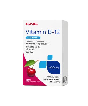 GNC Vitamin B-12 1000 mcg Lozenges - Cherry - 60 Lozenges 60 Count (Pack of 1)