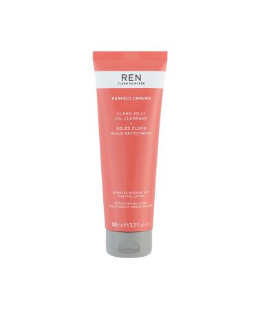 REN Clean Skincare Jelly Oil Facial Skin Cleanser - Hydrating Omega 3 and Omega 6 Antioxidants for Natural Makeup Removal - Cruelty Free & Vegan Gentle Face Wash  3.3 Fl Oz