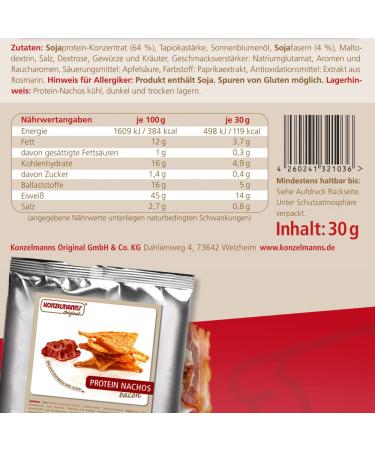 Buy Konzelmann's Original Protein Nachos - 30g Bacon Flavor | Low Carb Snack for TV Evenings - Buy Online on GoSupps.com