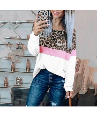 Bigfanshu Women's Sweaters Fashion Coloured Leopard-Print Round-Necked Long-Sleeved Top Blouses White - Buy Online on GoSupps.com