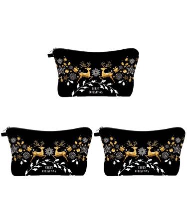 Beaupretty 3st Elch cosmetics bag Christmas cosmetic bag Christmas bag holiday make-up bags Christmas travel bags wallet christmas storage bags travel polyester