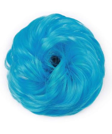 Buy Silk-Co Hair Part with Rubber Band | Wavy Soft Dutt Hair Extensions 35g | Blue Curly Thickening Messy Bun Updos - Buy Online on GoSupps.com