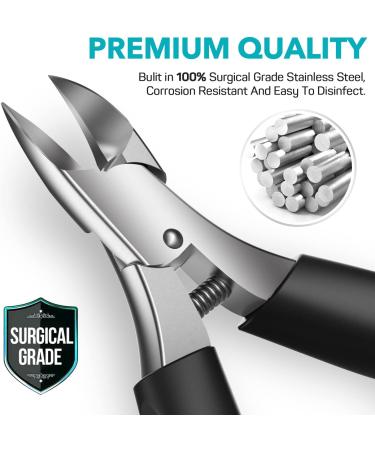 RONAVO Nail Clipper - Professional Ingrown Toenail Treatment Tool for Thick Nails - Heavy Duty Toe Nail Clippers for Men & Elderly - Large Scissors for Seniors/Women/Men(Black) - Buy Online on GoSupps.com