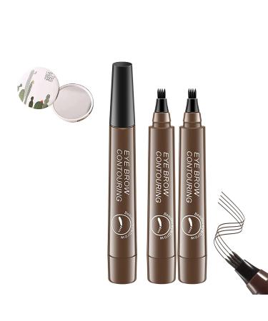 Lumierez Micro Fork Tip Precise Brow Pen 4 Tipped Precise Brow Pen Waterproof Micro Fork Tip Eyebrow Precise Brow Pen (Dark brown)