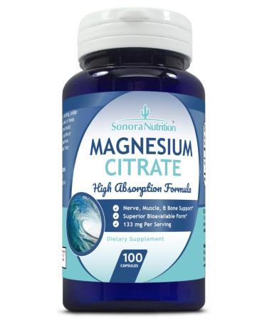 Sonora Nutrition Magnesium Citrate High Absorption Formula 133 mg Per Serving 100 Capsules