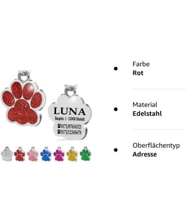 Iberiagifts Paw Dog Tag - Personalized Engraved Plaque for Small to Medium Dogs & Cats (Red) - International Shipping Available - Buy Online on GoSupps.com
