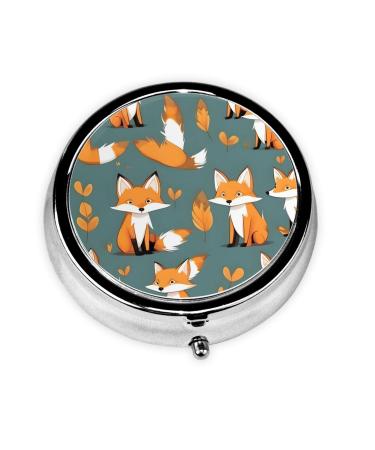Yellow Foxround Pill Box 3 Compartment Round Pill Box Organizer Portable Travel Pill Box for Traveling. Black