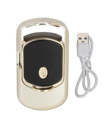 Heated Electric Eyelash Curler USB Charging Rechargeable Curly Lash with T Type Silicone Design for Home Use (Champagne Gold)
