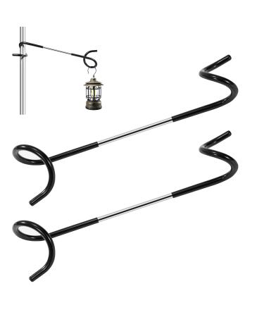 Aymqc Camping Lantern holder Zeltstangen post hook outdoor double -ended lantern hooks for camping garden hanging lanterns kettle garbage bags 2 pieces (black)