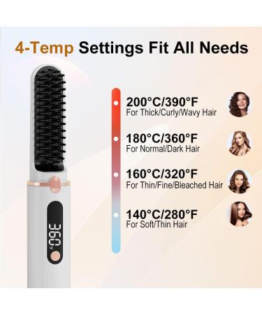 Wired Hair Straightener Comb | Anti-Scald Hot Comb for Home Office & Travel - Negative Ion Straightening Brush in White - Buy Online on GoSupps.com