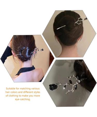 FRCOLOR Metal Chopsticks Metal Chopsticks Rose Flower Hair Sticks Flower Hair Pin Retro Hair Chopstick Bun Hair Holder Valentines Day Gift Silver Flower Hair Accessories Flower Hair Accessories - Buy Online on GoSupps.com