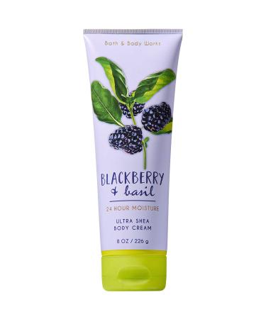 Bath and Body Works BLACKBERRY and BASIL Ultra Shea Body Cream 8 Ounce (2018 Limited Edition)