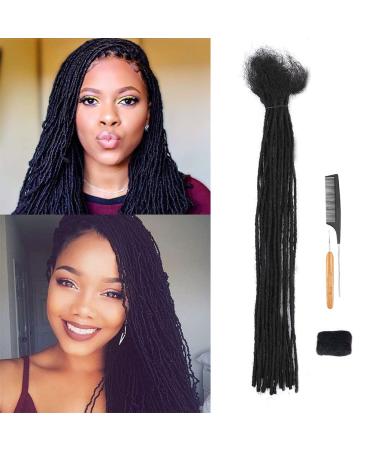 Loc Extensions Human Hair 0.2cm Thickness 8 Inch 30 Strands 100% human hair Dreadlock Extensions for Black Women/Men natural black Handmade Soft Locs Can Be Dyed And Bleached 8 Inch 30strands 0.2cm