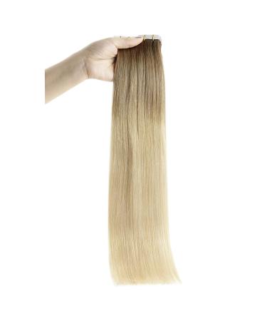 Easyouth Real Hair Tape Extensions - 22 Inch Balayage - Off Black Medium Brown & Honeyblond - 50g Skin Weft Adhesive #1b/6/27 - Buy Online on GoSupps.com
