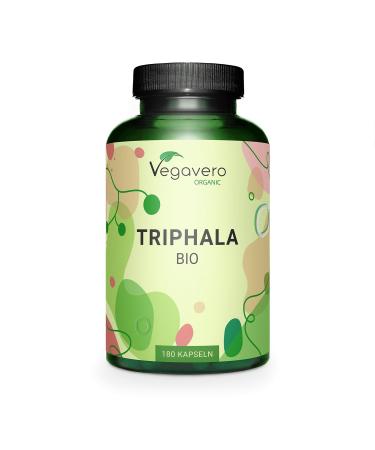 Triphala Organic Vegavero | 1300 mg per Dose | Triphala Powder from India | No Additives | Natural Laxative + Powerful Antioxidant + Digestion | Ayurveda | Laboratory Tested | Vegan | 180 Capsules