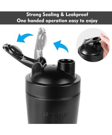 Joligaea Stainless Steel Protein Shaker 750ml - Fitness Shaker with Scale for Protein Diet & Sports | Black - Buy Online on GoSupps.com