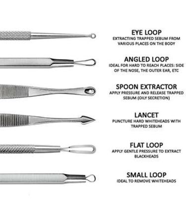 Blackhead Pimple Comedone Spot Acne Extractor/Remover Kit Popper Tools - Buy Online on GoSupps.com