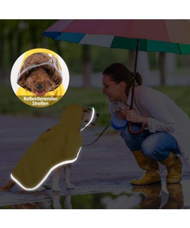 Shop Eyin Waterproof Dog Raincoat - Adjustable XXL Jacket for Large Dogs | Soft Lining Reflective Stripes Windproof & Lightweight - Buy Online on GoSupps.com