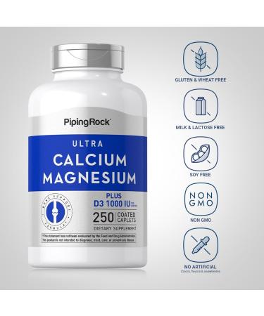 Piping Rock Calcium Magnesium with Vitamin D3 | 250 Caplets | Bone Support Complex - Buy Online on GoSupps.com