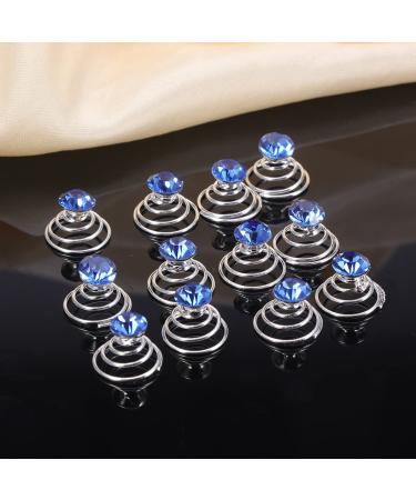 Uonlytech Light Blue Pearl Clip Hair Twists - 12PCS Rhinestone Spiral Hair Pins for Stunning Blue Hairstyles - Buy Online on GoSupps.com
