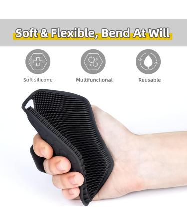 Silicone Exfoliating Body Scrubber with Storage Hooks - Easy to Clean & Reusable - Deep Clean and Revitalize Your Skin | Black - Buy Online on GoSupps.com