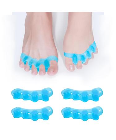 Silicone Toe Separators (2 Pair) Toe straighteners for Curled Toes Toe Spacers Toe separators to Correct Your Toe Toe Stretcher for Overlapping Toes to Relax Toes Relief Restore Feet Blue