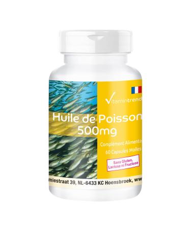 Fish Oil 500mg - 60 Softgels Natural Source of Omega-3 Fatty Acids 18% EPA and 12% DHA Safe Dosage | Vitamintrend
