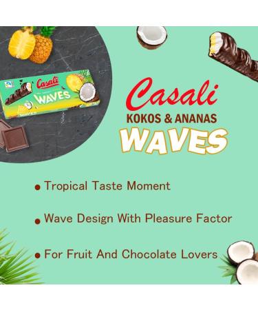  SORINA Casali Waves Coco-Pineapple Chocolate bars with coconut and pineapple foam filling Fairtrade cocoa 2 x 250g carton packaging - Buy Online on GoSupps.com