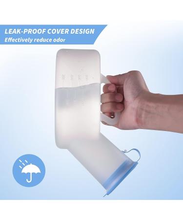 AWOKEN Reusable Men's Urinal - 30oz 800ML Wide Base, Spill Proof, Portable Travel Pee Bottle - White and Blue - Buy Online on GoSupps.com