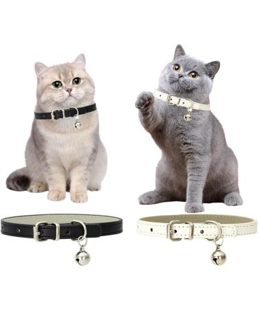 Pack of 2 Leather Cat Collars with Elastic Safety Belt - Ideal for Cats & Kittens | International Shipping Available - Buy Online on GoSupps.com