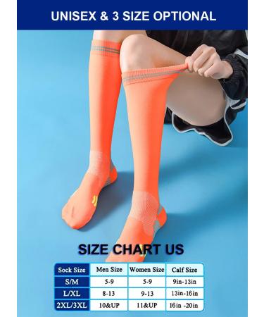 3 Pairs Women's Compression Socks 20-30 mmHg Knee High - Pink Orange Light Blue | Small-Medium Size - Buy Online on GoSupps.com