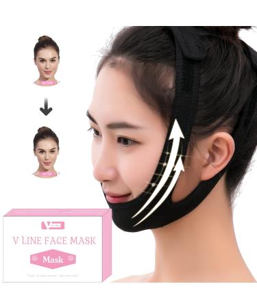 V Line Mask Facial Slimming Strap  Face Mask Slimming Bandage  Face Lifting Belt Chin Strap for Women Eliminates Sagging Skin Lifting Firming Anti Aging (Standard Style-Black)