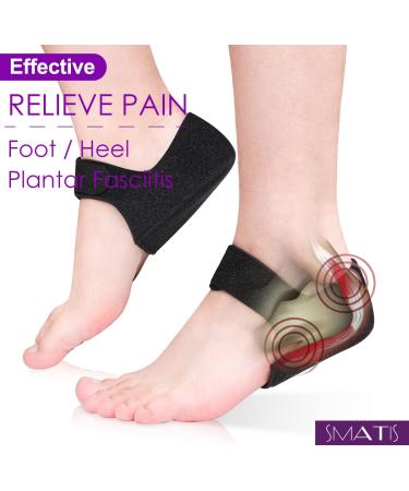 Smati Heel Protectors for Plantar Fasciitis 2PCS - Relieve Heel Pain - Women 6-11 + Men 6-10 - Black 0.38inch - Buy Online on GoSupps.com
