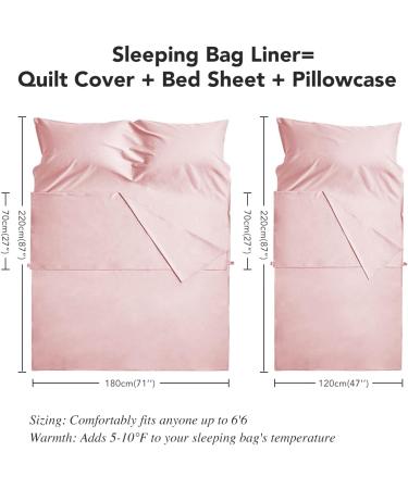 PINE&ZEBRA Lightweight Sleeping Bag Liner for Travel and Camping | Compact & Portable Hotel Sheet for Single/Double Adults | Pink | 47 x 87 - Buy Online on GoSupps.com