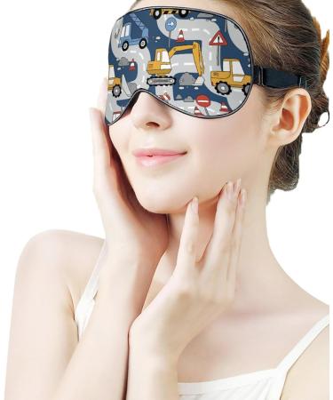 Drawn Construction Trucks Sleeping Mask | Soft Eye Mask with Adjustable Strap | Light-Blocking Blindfold for Men Women Boys & Girls - Buy Online on GoSupps.com